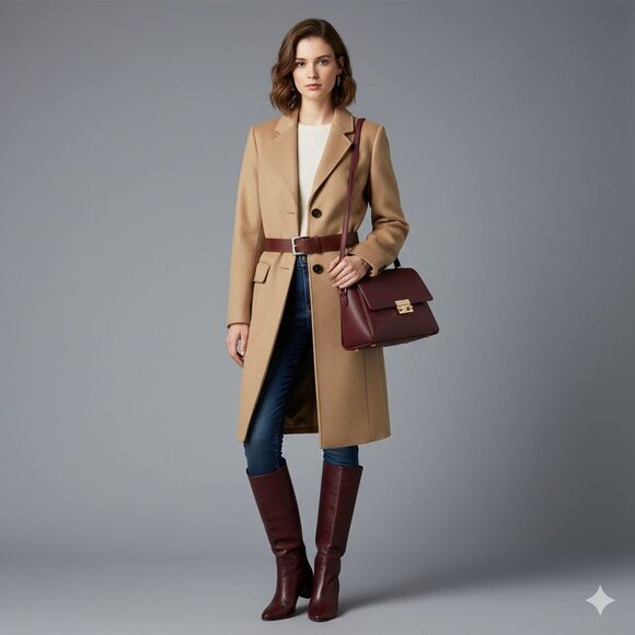 Brooks Brothers Wool Blend Camel Colored Fully Lined Long Overcoat Size 2 - Picture 1 of 15